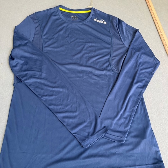 COPY - Diadora Core Running Crew Neck Long Sleeve Athletic T-Shirt Blue Casual … - Picture 1 of 5